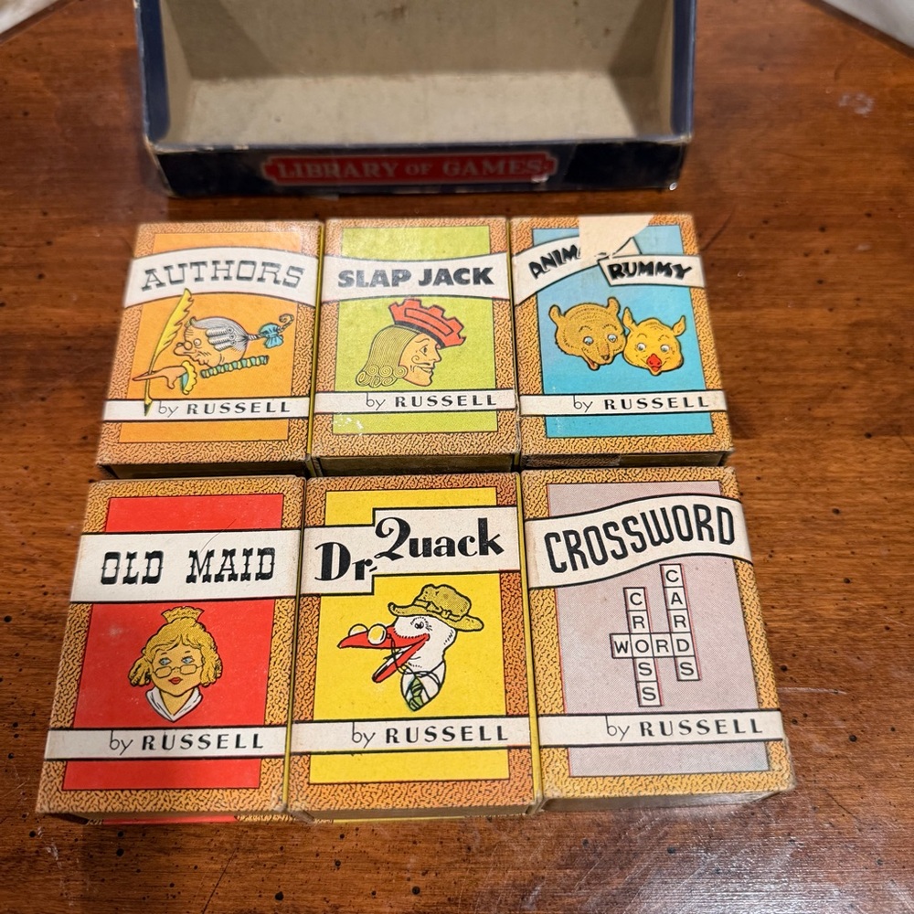 Russell Vintage Card Game Set - Library of games - Complete - 6 piece set - Picture 2 of 4